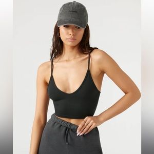 JOAH BROWN STRAPPY CROP TANK